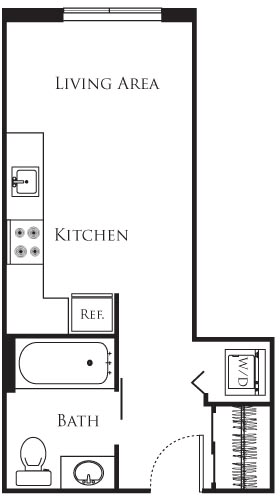 Studio, 1 bath, 270 sqft, $1,283, Unit 314