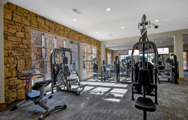 the gym at the condo is equipped with weights and cardio equipment