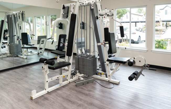 fitness center with weight machine