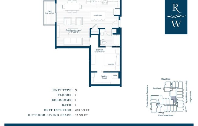 1 bed, 1 bath, 783 sqft, $1,895, Unit 419