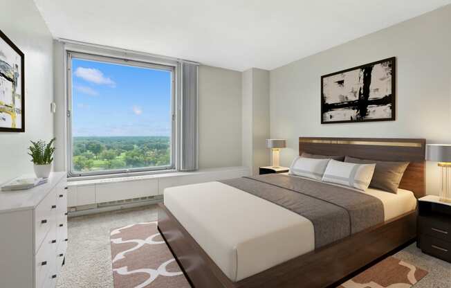 Comfortable Bedroom With Large Window at The Original at West Lake Quarter, Minneapolis, 55416