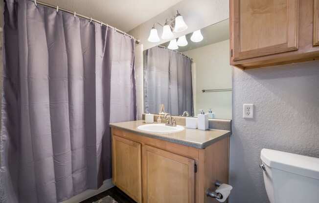 Model Unit Bathroom at Greensview Apartments in Aurora, Colorado, CO