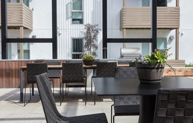 Outdoor grills and seating area