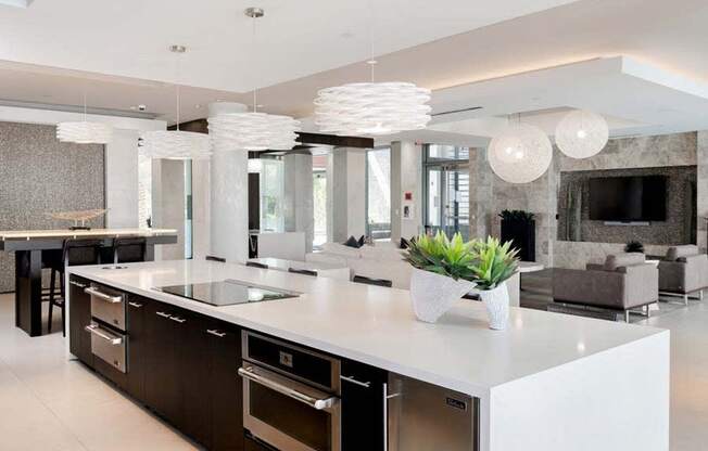 clubhouse kitchen at Vora Mission Valley, San Diego