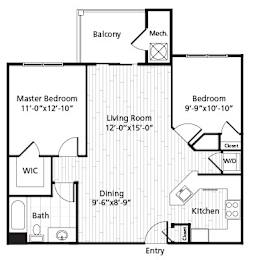 2 beds, 1 bath, 897 sqft, $2,213