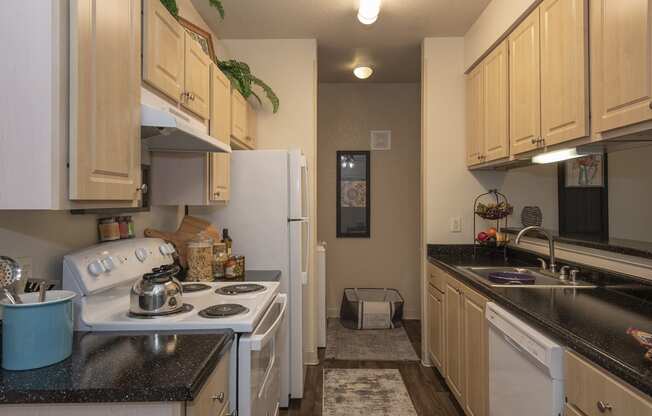 Sunset Summit model kitchen and laundry view