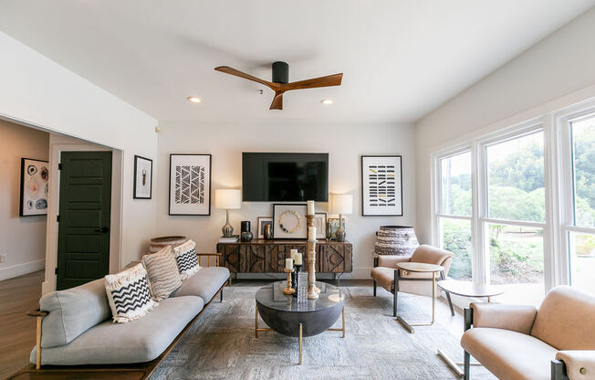 Living room area at Elme Marietta Apartments, Marietta, GA