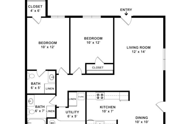 2 beds, 1.5 baths, 950 sqft, $1,288