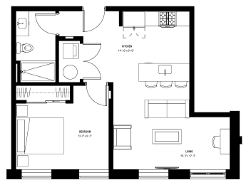 1 bed, 1 bath, 664 sqft, $1,950