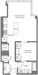 1 bed, 1 bath, 681 sqft, $3,210