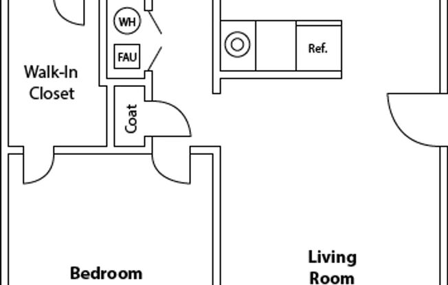 1 bed, 1 bath, 600 sqft, $699, Unit 104