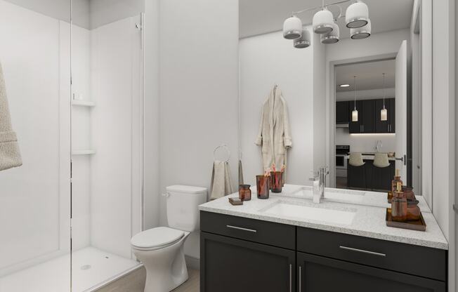 Altura Apartments Bathroom with Walk In Shower and Granite Countertops