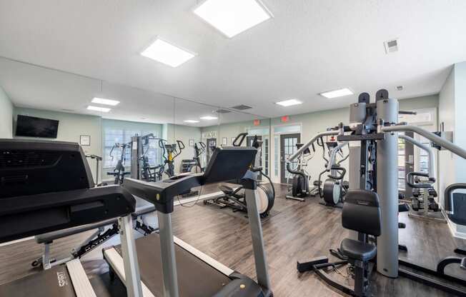 the gym at the preserve at green valley townhomes in green valley va
