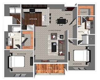 2 beds, 2 baths, 1,028 sqft, $1,500