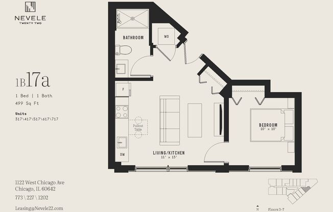 1 bed, 1 bath, 499 sqft, $2,082, Unit 317