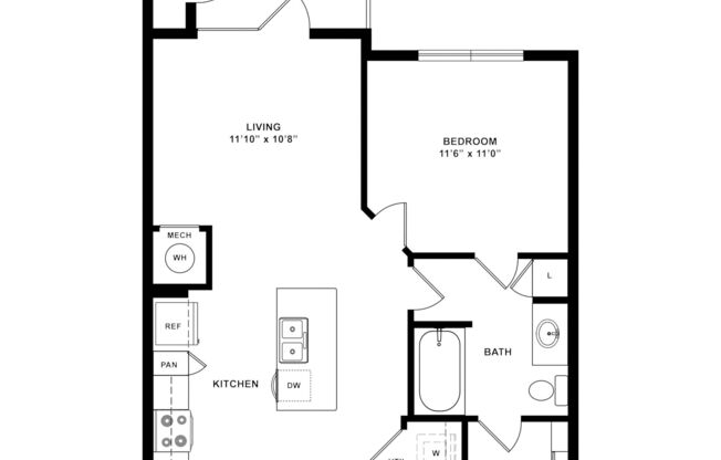 1 bed, 1 bath, 695 sqft, $1,258