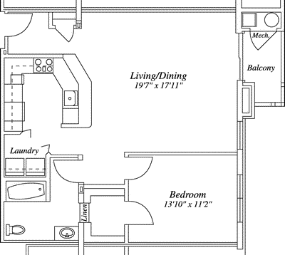 1 bed, 1 bath, 863 sqft, $2,595, Unit 303