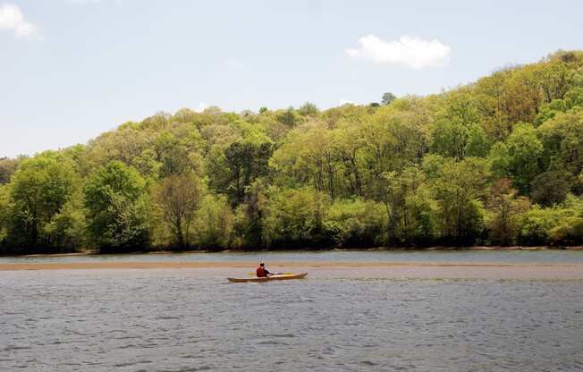 Kayaker on water at Elevate West Village, 4520 Pine Street, GA