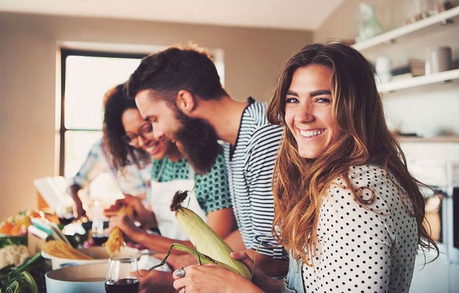 stock image- friends cooking