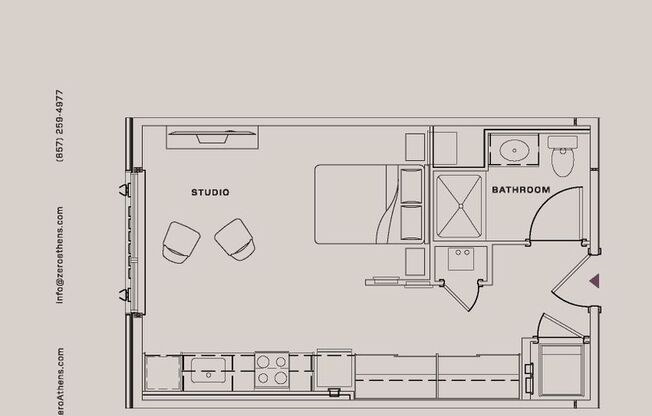 Studio, 1 bath, 451 sqft, $2,550, Unit 403