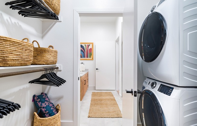 Elevate your laundry experience with state-of-the-art, in-home, full-size washer and dryer units at Modera Trinity.