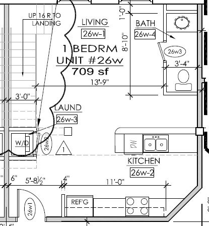 1 bed, 1.5 baths, 709 sqft, $1,495, Unit APT 26W