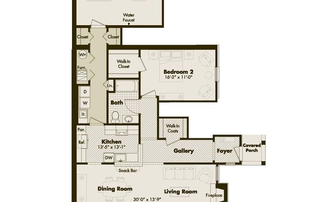 2 beds, 2 baths, 1,587 sqft, $2,340, Unit 610