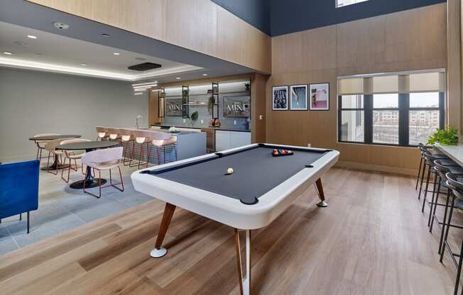 legant billiards room and bar at The Mint Rahway, an apartment rental community close to Rahway Train Station and NYC.