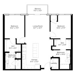 2 beds, 2 baths, 1,014 sqft, $2,309