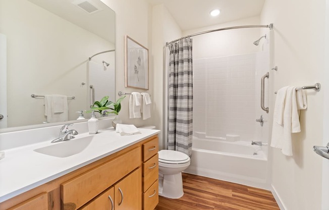 Model Bathroom at Harbor at Twin Lakes 55+ Apartments, Roseville, MN, 55113