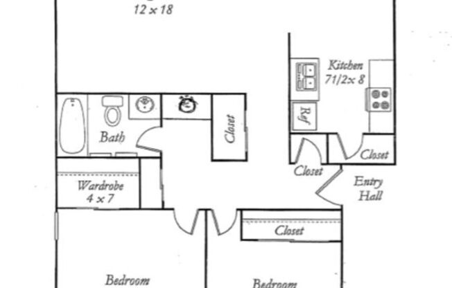 2 beds, 1 bath, 906 sqft, $1,890