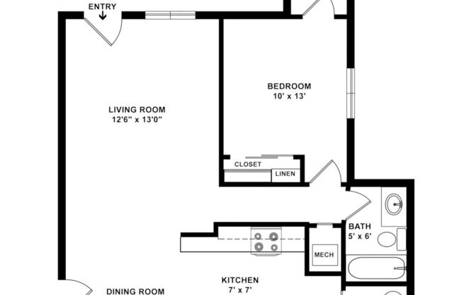1 bed, 1 bath, 550 sqft, $1,192