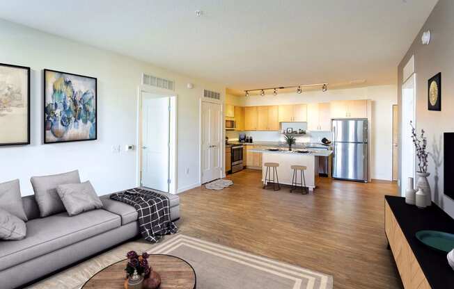 Living Room With Kitchen at Union Flats, St. Paul, 55114