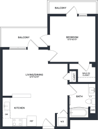 1 bed, 1 bath, 661 sqft, $3,724