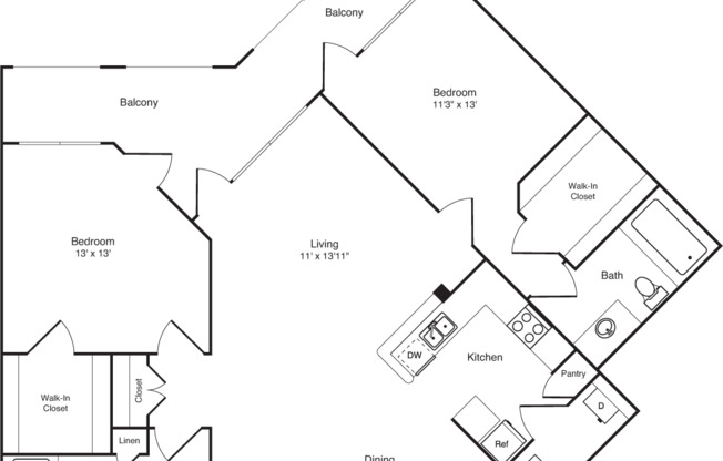 2 beds, 2 baths, 1,135 sqft, $3,213, Unit 403