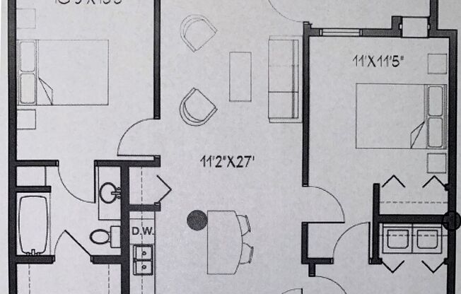 2 beds, 2 baths, 1,235 sqft, $1,280, Unit 416