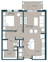 1 bed, 1 bath, 810 sqft, $1,353