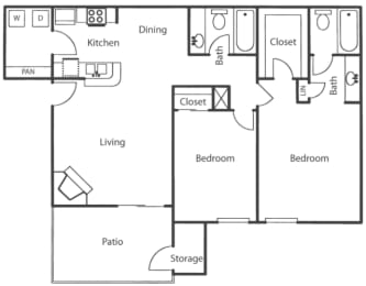 2 beds, 2 baths, 885 sqft, $1,149