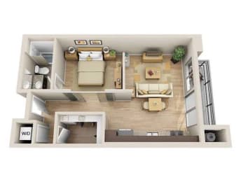 Studio, 1 bath, 632 sqft, $1,390