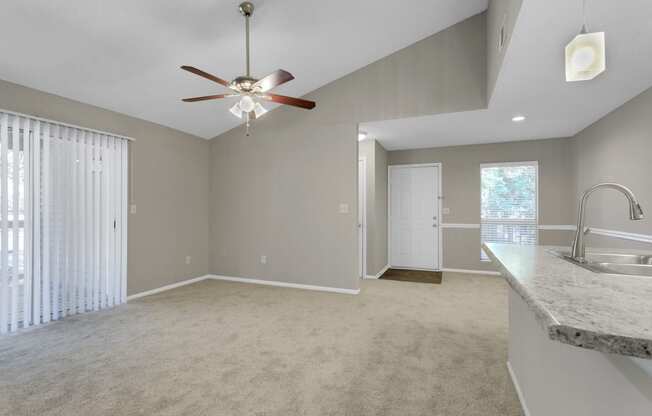 Living Area with Vaulted Ceiling