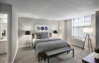 Bedroom With Expansive Windows at The Franklin Residences, Philadelphia, PA