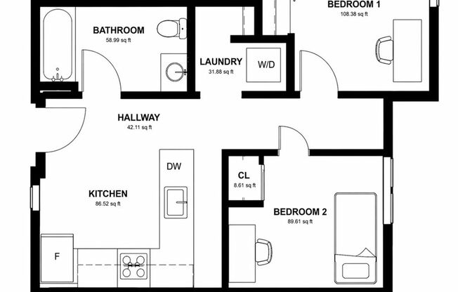 1 bed, 1 bath, 111 sqft, $1,800