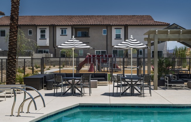 Find your oasis at Aster Ridge with our stunning pool and cozy lounge seating. Perfect for those endless Arizona summers.