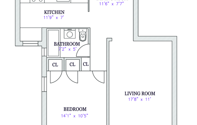 1 bed, 1 bath, $2,400, Unit 2J