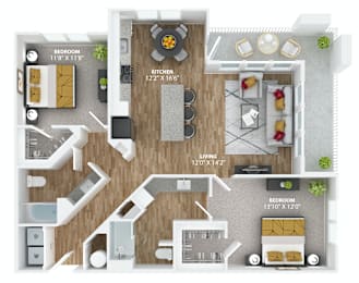 2 beds, 2 baths, 1,204 sqft, $2,279