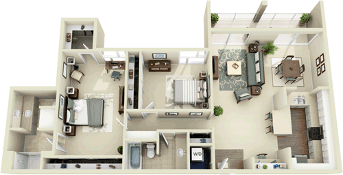 2 beds, 2 baths, 1,379 sqft, $5,341, Unit 263
