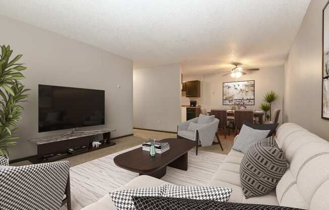 Montreal Courts Apartments in Little Canada, MN | One Bedroom | Living Room & Dining Area