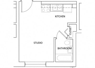 Studio, 1 bath, 258 sqft, $804