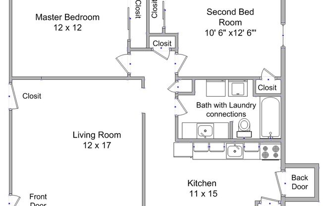 2 beds, 1 bath, 850 sqft, $1,600, Unit B