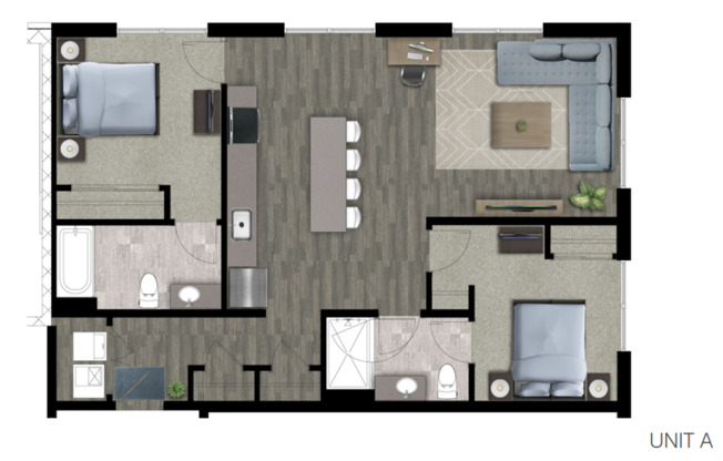 2 beds, 2 baths, 982 sqft, $1,700, Unit 804